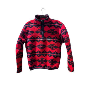 Obermeyer Vintage 90's Fleece Pullover Sweater Aztec Women's Size Medium Red